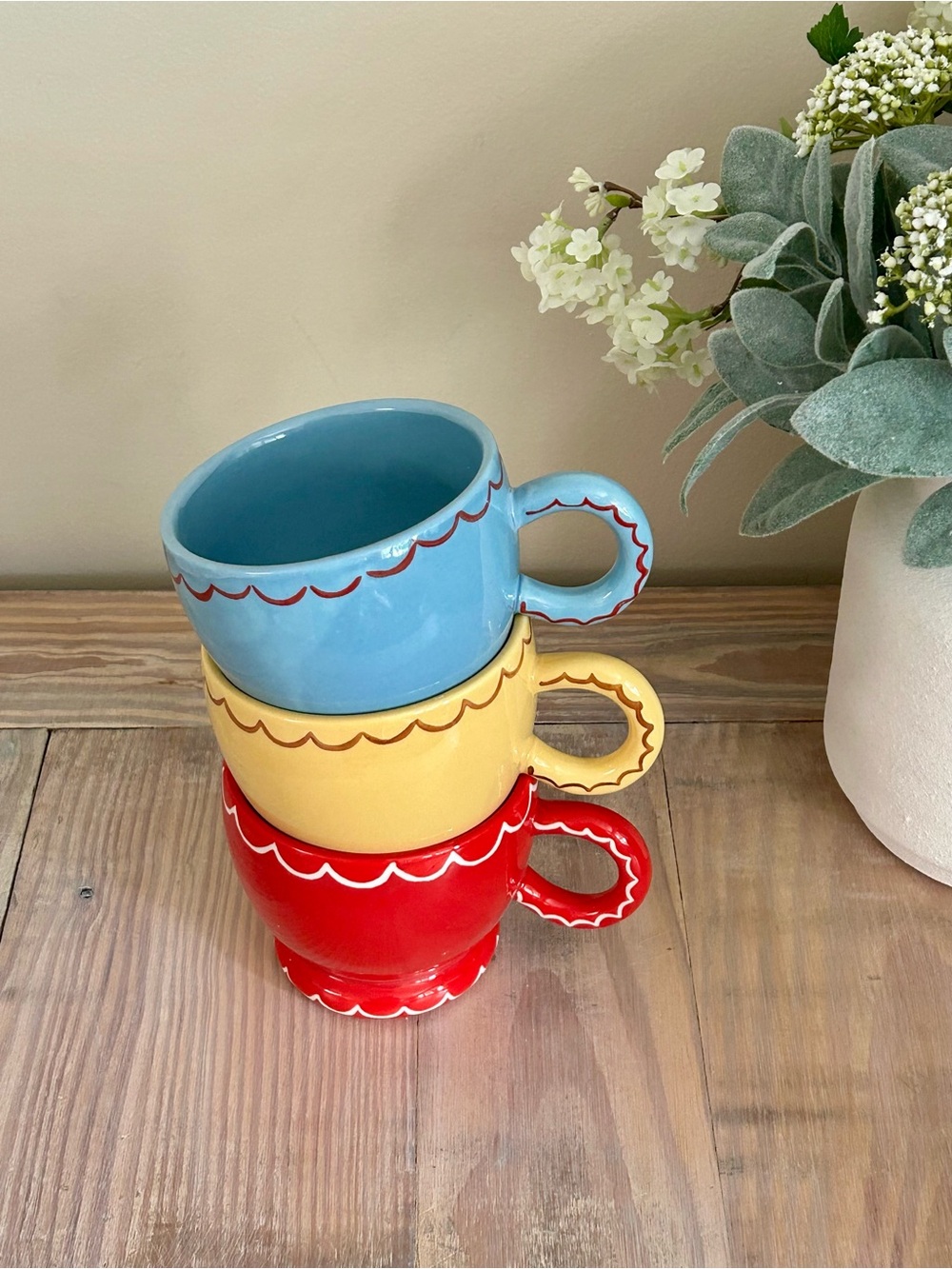 Anthropologie Damson Madder Set of 3 Colorful Stoneware Mugs ✨